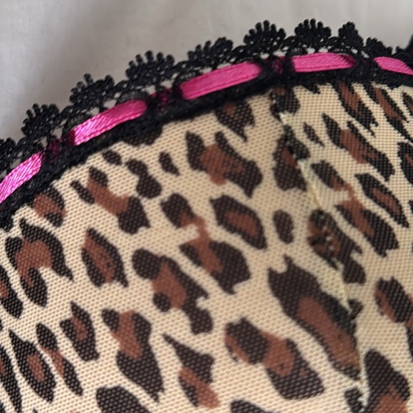 RAMPAGE Vintage Animal Print Cheetah Brown Pink Lace Trim Mesh Slip Dress 2X XL - Picture 7 of 8